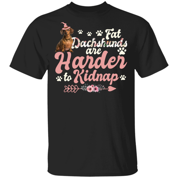 Halloween Shirt Fat Dachshunds Are Harder To Kidnap Funny Dachshunds Dog Lover Gifts Halloween T-Shirt - Macnystore
