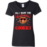 All I Want For Valentine Cookies Ladies V-Neck T-Shirt - Macnystore