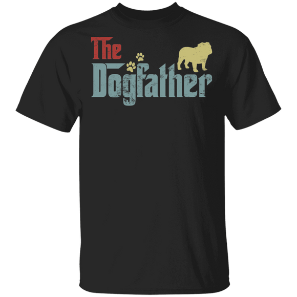 Vintage The Dogfather Cool Bulldog Shirt Matching Bulldog Dog Lover Owner Fans Trainer Men Dad Father's Day Gifts T-Shirt - Macnystore