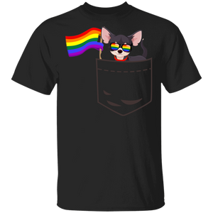 Pride LGBT Chihuahua In Pocket Proud LGBT Flag Gay Lesbian Chihuahua Dog Lover Owner Fans Gifts T-Shirt - Macnystore