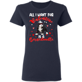 All I Want For Valentine Is A Bernedoodle Dog Pet Lover Matching Shirts For Couples Boys Girl Women Personalized Valentine Ladies T-Shirt - Macnystore