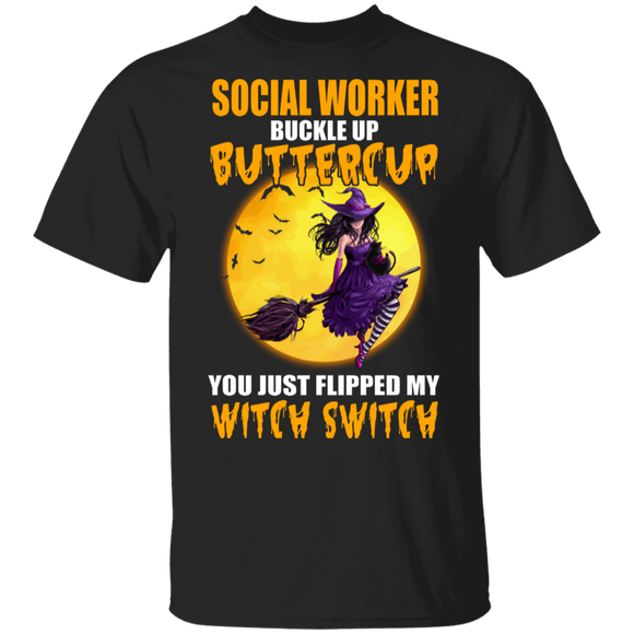 Halloween Witch Shirt Social Worker You Just Flipped My Witch Switch Cool Halloween Witch Social Worker Gifts Halloween T-Shirt - Macnystore