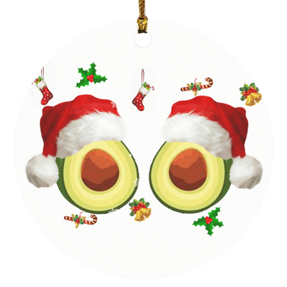 Christmas Ornament Christmas Avocado Lover Merry Christmas Avocado Fruit Santa Boobs Sweater Decorative Hanging Ornaments SUBORNC Circle Ornament - Macnystore