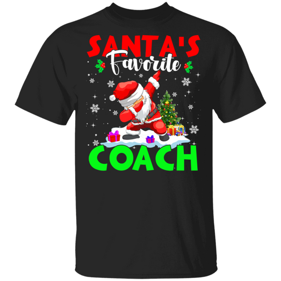 Christmas Santa Shirt Santa's Favorite Coach Cool Christmas Santa Dabbing Gifts Christmas T-Shirt - Macnystore