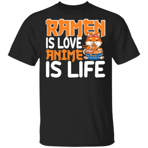 Anime Lover Shirt Ramen Is Love Anime Is Life Cute Cat Manga Anime Cartoon Lover Gifts T-Shirt - Macnystore
