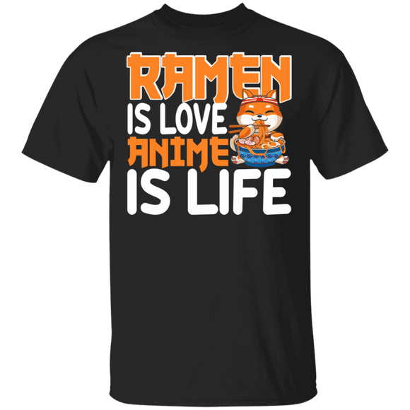 Anime Lover Shirt Ramen Is Love Anime Is Life Cute Cat Manga Anime Cartoon Lover Gifts T-Shirt - Macnystore