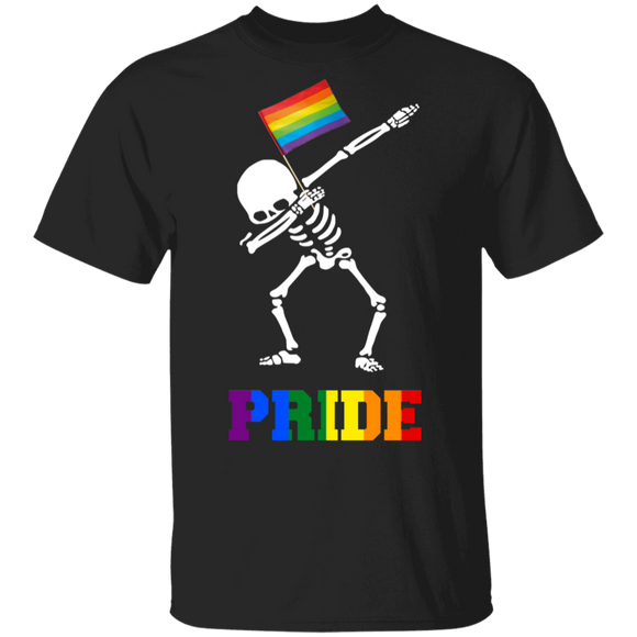 Pride LGBT Skeleton Cute Pride LGBT Flag Gay Lesbian Gifts T-Shirt - Macnystore