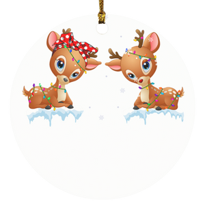 Christmas Reindeer Shirt Rudolph And Clarice Cute Christmas Lights Kids Girls Reindeer Lover Gifts copy Ornament Xmas - Macnystore