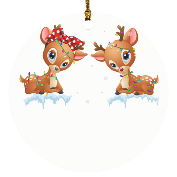 Christmas Reindeer Shirt Rudolph And Clarice Cute Christmas Lights Kids Girls Reindeer Lover Gifts copy Ornament Xmas - Macnystore