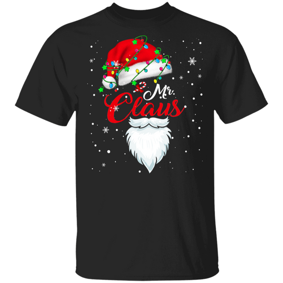 Christmas Santa Shirt Mr. Claus Funny Christmas Santa Hat X-mas Lights Couples Gifts T-Shirt - Macnystore