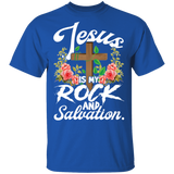 Jesus Is My Rock And Salvation Floral Christian Cross Shirt Matching Men Women Christian Easter Christmas Gifts T-Shirt - Macnystore