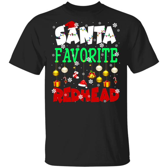 Christmas Santa Shirt Santa's Favorite Redhead Cool Christmas Santa Light Lover Gifts Christmas T-Shirt - Macnystore