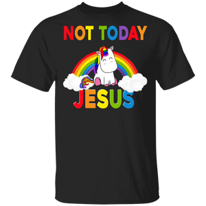 Not Today Jesus Cute LGBT Rainbow Unicorn Shirt Matching Proud LGBT Support Gay Lesbian Christian Gifts T-Shirt - Macnystore
