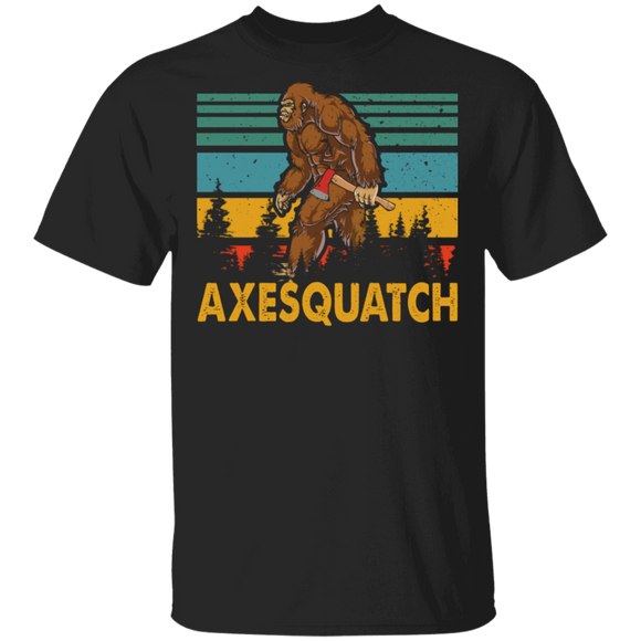Bigfoot Lover Shirt Vintage Retro Axesquatch Cool Sasquatch Axe Hatchet Bigfoot Lover Gifts T-Shirt - Macnystore
