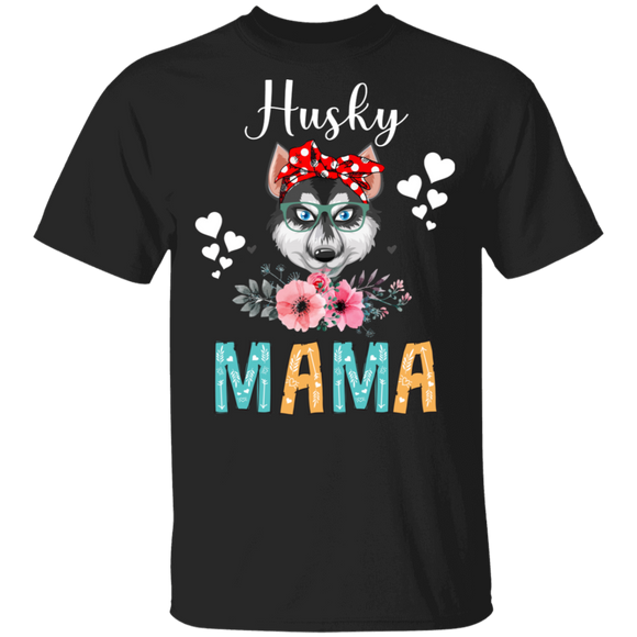 Husky Mama Puppy Mom Dog Mama Lover Floral T-Shirt - Macnystore