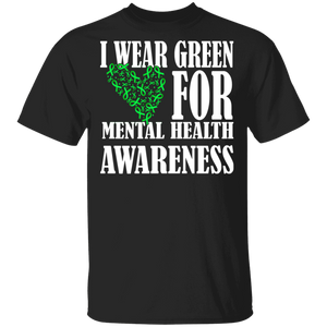 Metal Health Awareness Shirt I Wear Green For Mental Health Awareness Green Ribbon Heart Gifts T-Shirt - Macnystore