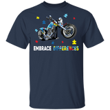 Embrace Differences Motorbike Cute Autism Awareness Biker Gift T-Shirt - Macnystore