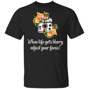 When Life Gets Blurry Adjust Your Focus Cool Floral Camera Gifts T-Shirt - Macnystore