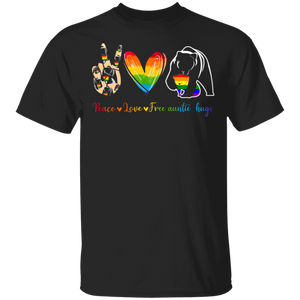 Peace Love Free Auntie Hugs Cool LGBT Bear Pride LGBT Gay Lesbian Gifts T-Shirt - Macnystore