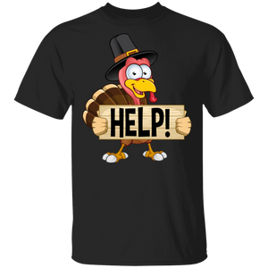 Thanksgiving Turkey Shirt Help Sign Humor Thanksgiving Save Turkey Lover Gifts Thanksgiving T-Shirt - Macnystore