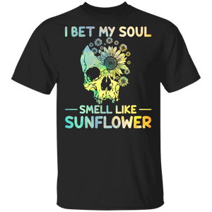 I Bet My Soul Smell Like Sunflower Cool A Half Sunflower Skull Shirt T-Shirt - Macnystore