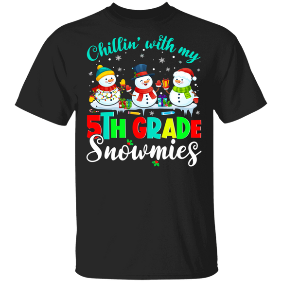 Christmas Snowman Shirt Chillin With My 5th Grade Sometimes Cool Christmas Teacher Gifts Christmas T-Shirt - Macnystore