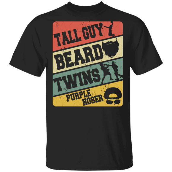Vintage Tall Guy Beard Twins Purple Hoser Matching Men Bearded Gifts T-Shirt - Macnystore