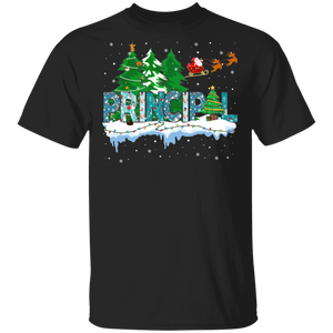 Principal Christmas Tree Ornaments Matching X-mas Teacher Lover Gifts T-Shirt - Macnystore