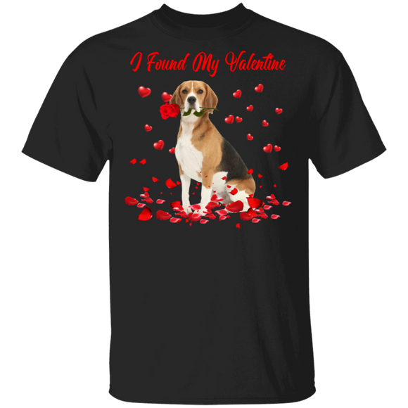I Found My Valentine Beagle Dog Pet Lover Fans Matching Shirts For Couples Boys Girls Women Personalized Valentine Gifts T-Shirt - Macnystore
