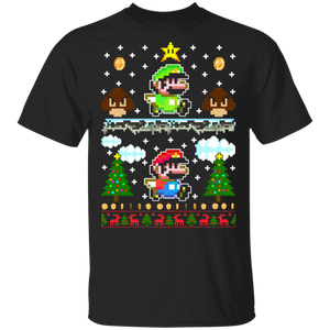 Christmas Gamer Shirt Super Mario Cool Ugly Christmas Sweater Goomba Game Gamer Lover Gifts Christmas T-Shirt - Macnystore