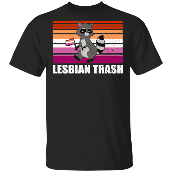 Lesbian Trash Cool Pride LGBT Flag Raccoon Proud LGBT Lesbian Gifts T-Shirt - Macnystore