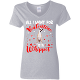 All I Want For Valentine Is A  Whippet Ladies V-Neck T-Shirt - Macnystore