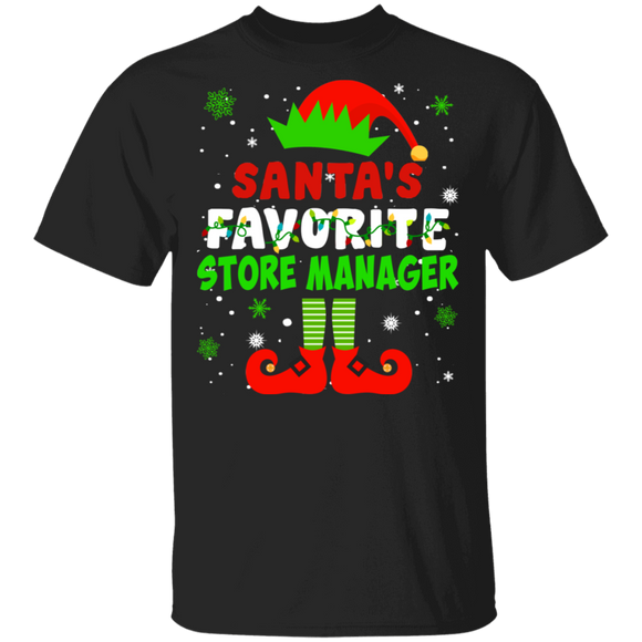 Christmas Store Manager Shirt Santa's Favorite Store Manager Funny Christmas Elf Lover Gifts Christmas T-Shirt - Macnystore