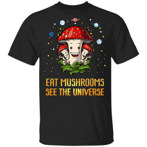 Eat Mushrooms See The Universe Mushrooms Planets Lover Gifts Youth T-Shirt - Macnystore