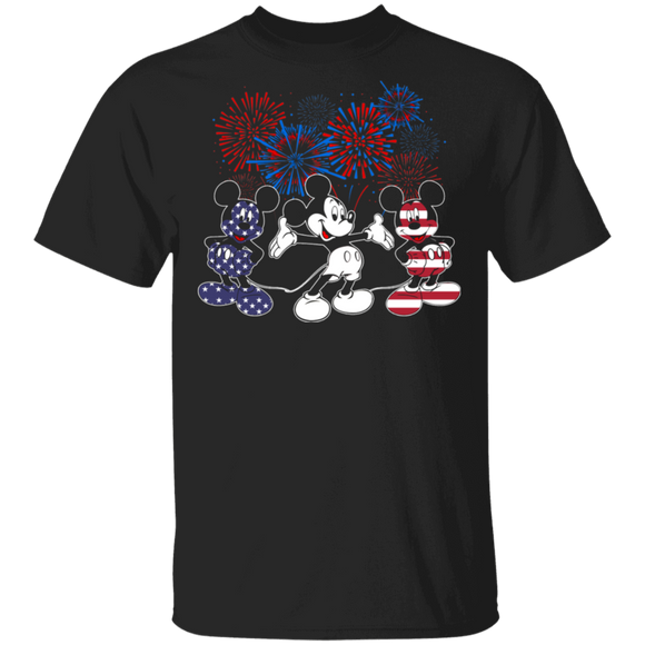 Cool Firework American Flag Mickey Shirt Matching Mickey Lover Fans 4th Of July United States Independence Day Gifts T-Shirt - Macnystore