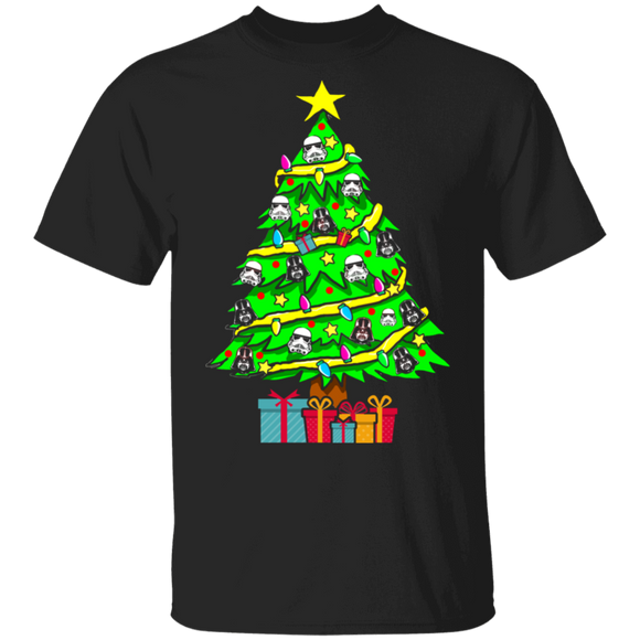Christmas Movie Lover Shirt Darth Vader Face Covering Christmas Tree Cool Imperial Christmas Tree Movie Lover Gifts Christmas T-Shirt - Macnystore
