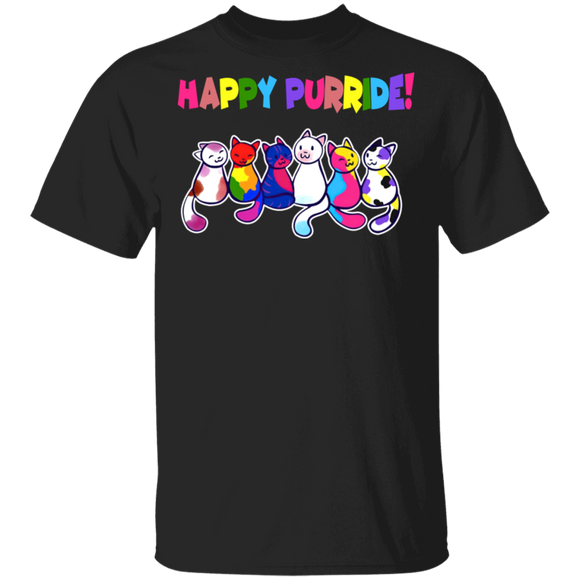 Happy Purride Pride LGBT Flag Cats Matching Cat Lover Owner Proud LGBT Gay Lesbian Gifts T-Shirt - Macnystore