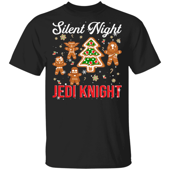 Christmas Gingerbread Shirt Silent Night Jedi Knight Funny Christmas Gingerbread Darth Vader Yoda Movie Lover Gifts T-Shirt - Macnystore