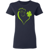 Dabbing Shamrock Chicken Heart St Patrick's Day Irish Gifts Ladies T-Shirt - Macnystore