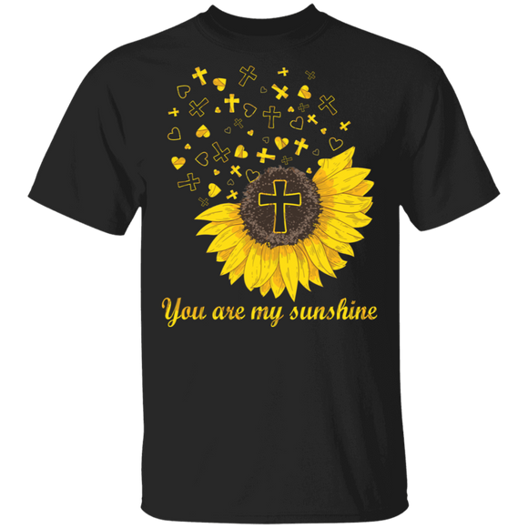 You Are My Sunshine Cool Sunflower Christian Cross Jesus Christ Hearts Shirt Matching Christian Gifts T-Shirt - Macnystore