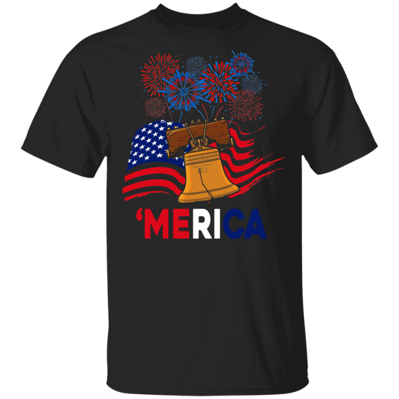 Merica Cool Firework Liberty Bell American Flag 4th Of July Independence Day Gifts T-Shirt - Macnystore