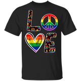 Cute Love LGBT Hippie Peace Sign Shirt Matching Proud LGBT Support Gay Lesbian Hippie Lover Gifts T-Shirt - Macnystore