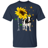 You Are My Sunshine Cute Butterflies Sunflower Cow Shirt Matching Cow Lover Fans Farmer Rancher Gifts T-Shirt - Macnystore