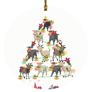 Christmas Ornament Goat Christmas Tree Funny Christmas Lights Farmer Gifts Decorative Hanging Ornaments SUBORNC Circle Ornament - Macnystore