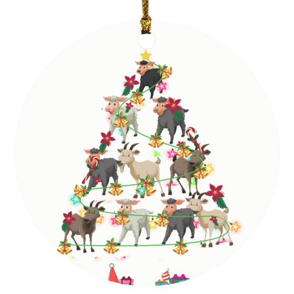 Christmas Ornament Goat Christmas Tree Funny Christmas Lights Farmer Gifts Decorative Hanging Ornaments SUBORNC Circle Ornament - Macnystore