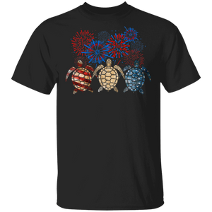 Cool Firework American Flag Turtles Shirt Matching Turtle Lover Fans 4th Of July United States Independence Day Gifts T-Shirt - Macnystore