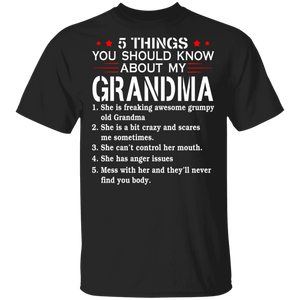 Cute 5 Things You Should Know About My Grandma Shirt Matching Grandma Women Mother's Day Gifts T-Shirt - Macnystore