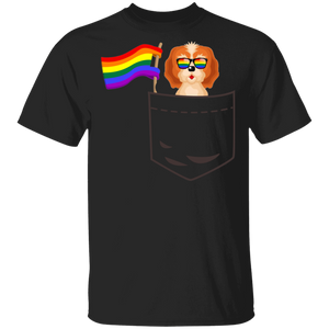 Pride LGBT Cockapoo In Pocket Proud LGBT Flag Gay Lesbian Cockapoo Dog Lover Owner Fans Gifts T-Shirt - Macnystore