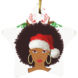 Black Christmas Queen Cool Santa Christmas Black Girl Proud Black Afro African American Ladies Matching Family Ornament Xmas - Macnystore