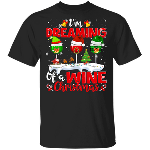 Christmas Drinking Shirt I'm Dreaming Of Wine Funny Christmas Santa Elf Wine Drinking Plaid Lover Gifts T-Shirt - Macnystore